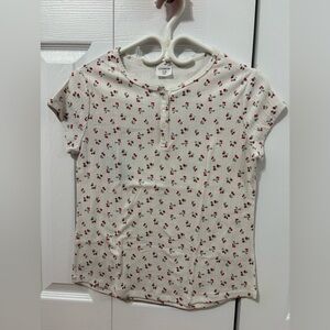 Abercrombie Kids White Cherry Print Shirt